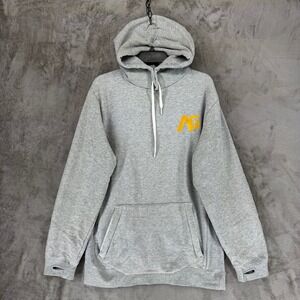 Analog AG Crux Hoodie Mens Medium Gray Yellow Logo Fleece Pullover 172361